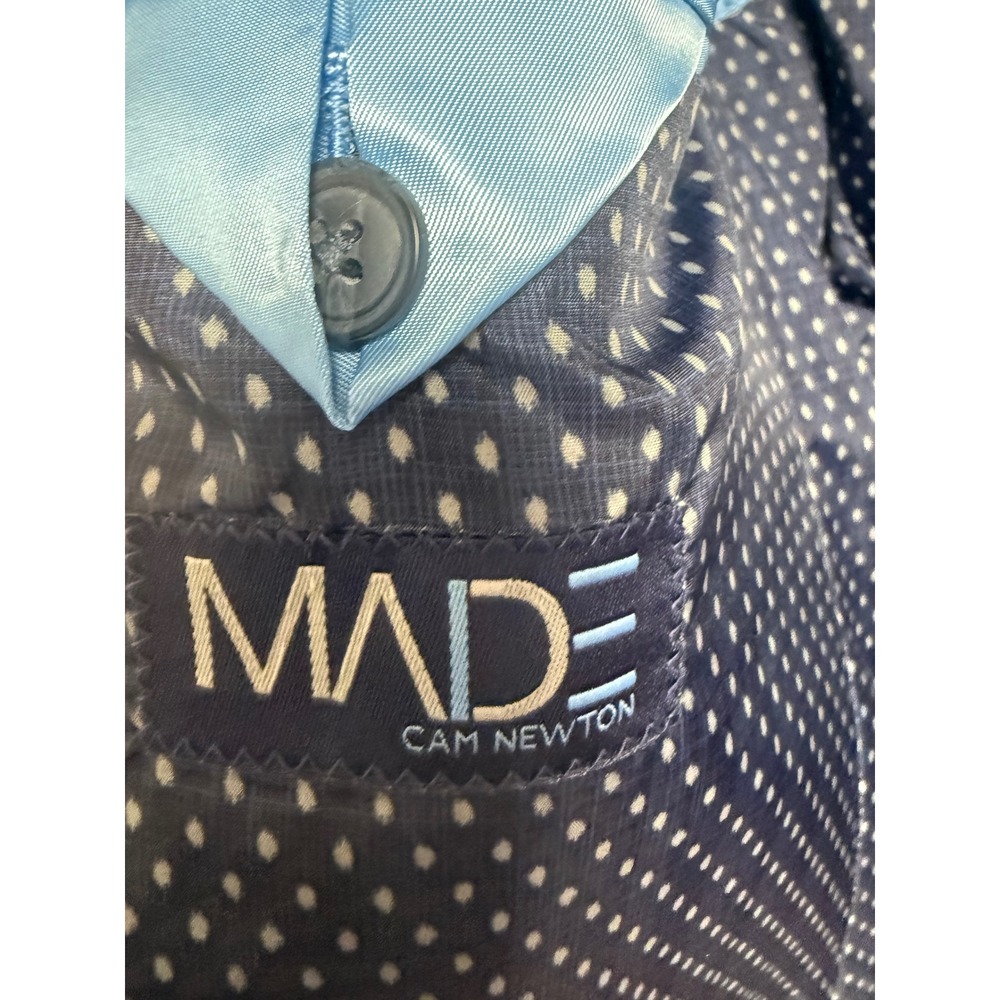 Cam Newton MADE Blazer Jacket Men's 42L Blue Linen Cotton Blend Sport Coat - Picture 2 of 6